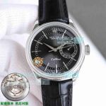 R+ Factory Swiss Replica Gain Weight Rolex Cellini Date 39 Black Leather Strap Watch 